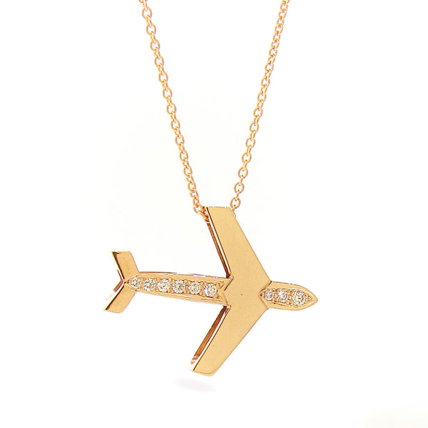 Yellow Gold Diamond Large Aeroplane Pendant