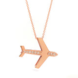Rose Gold Diamond Large Aeroplane Pendant
