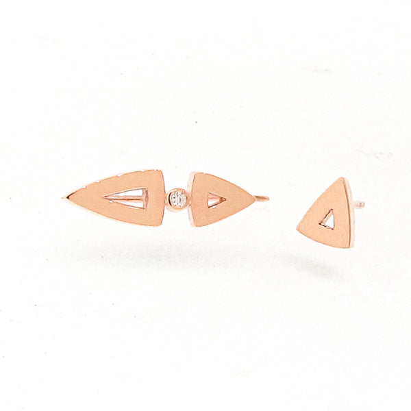 rose gold diamond double arrow head ear climber