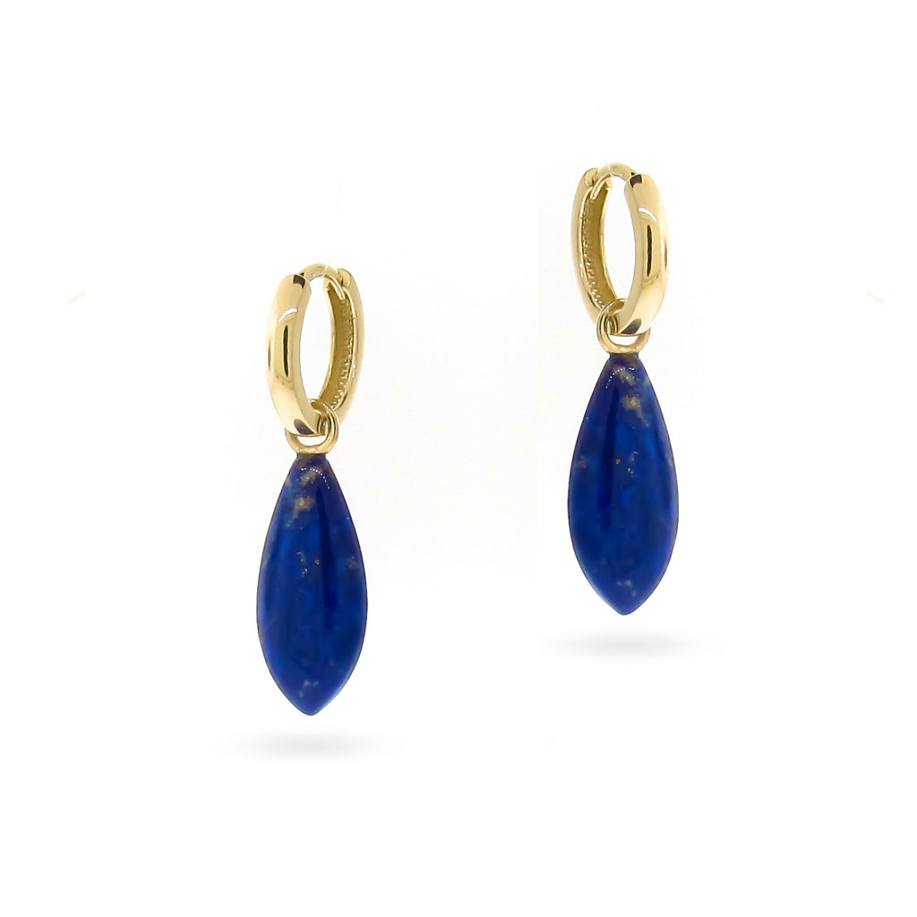 Rose or Yellow Gold Lapis flat Drops