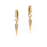 Yellow Gold Plain or Diamond Spike Huggie Charm
