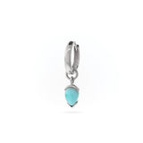 Silver or White Gold Larimar Cabochon Huggie Charm