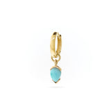 Yellow Gold Larimar Cabochon Huggie Charm