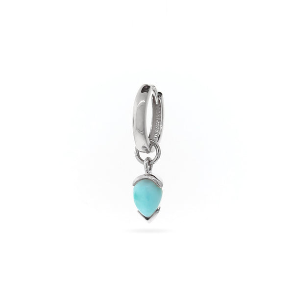 Silver or White Gold Larimar Cabochon Huggie Charm