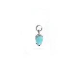 Silver or White Gold Larimar Cabochon Huggie Charm