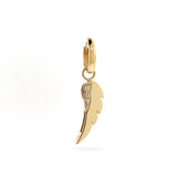 Yellow Gold Plain or Diamond Wing Huggie Charm