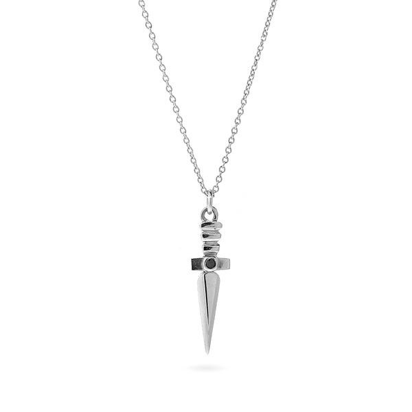 Sterling Silver Diamond Dagger Pendant Charm
