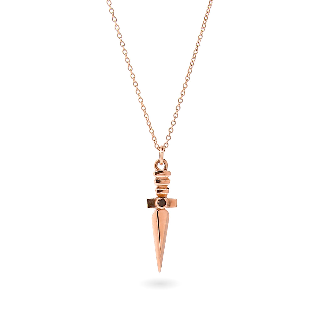 Rose Gold Diamond Dagger Pendant Charm