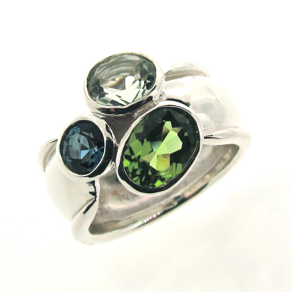 Sterling Silver Ocean 'Trinity' Ring