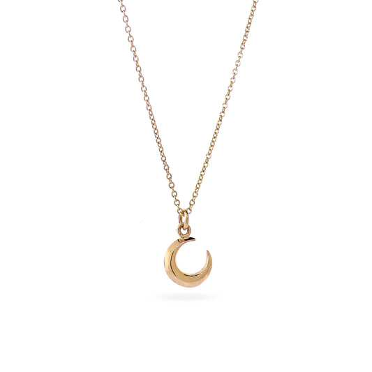 Yellow Gold Crescent Moon Pendant Charm