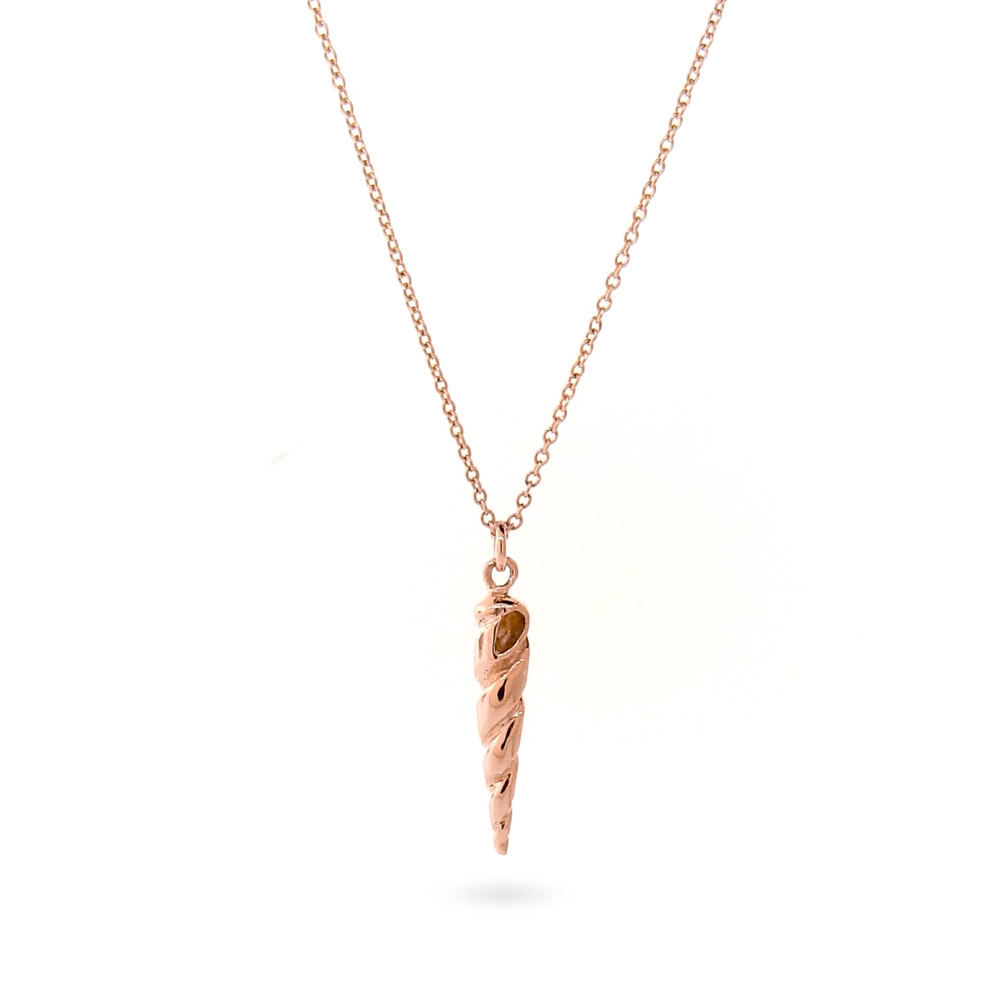Rose Gold Long Spiral Shell Pendant Charm