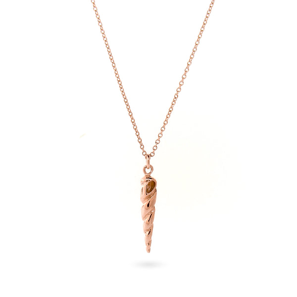 Rose Gold Long Spiral Shell Pendant Charm