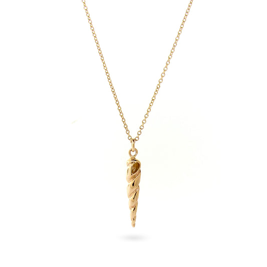 Yellow Gold Long Spiral Shell Pendant Charm