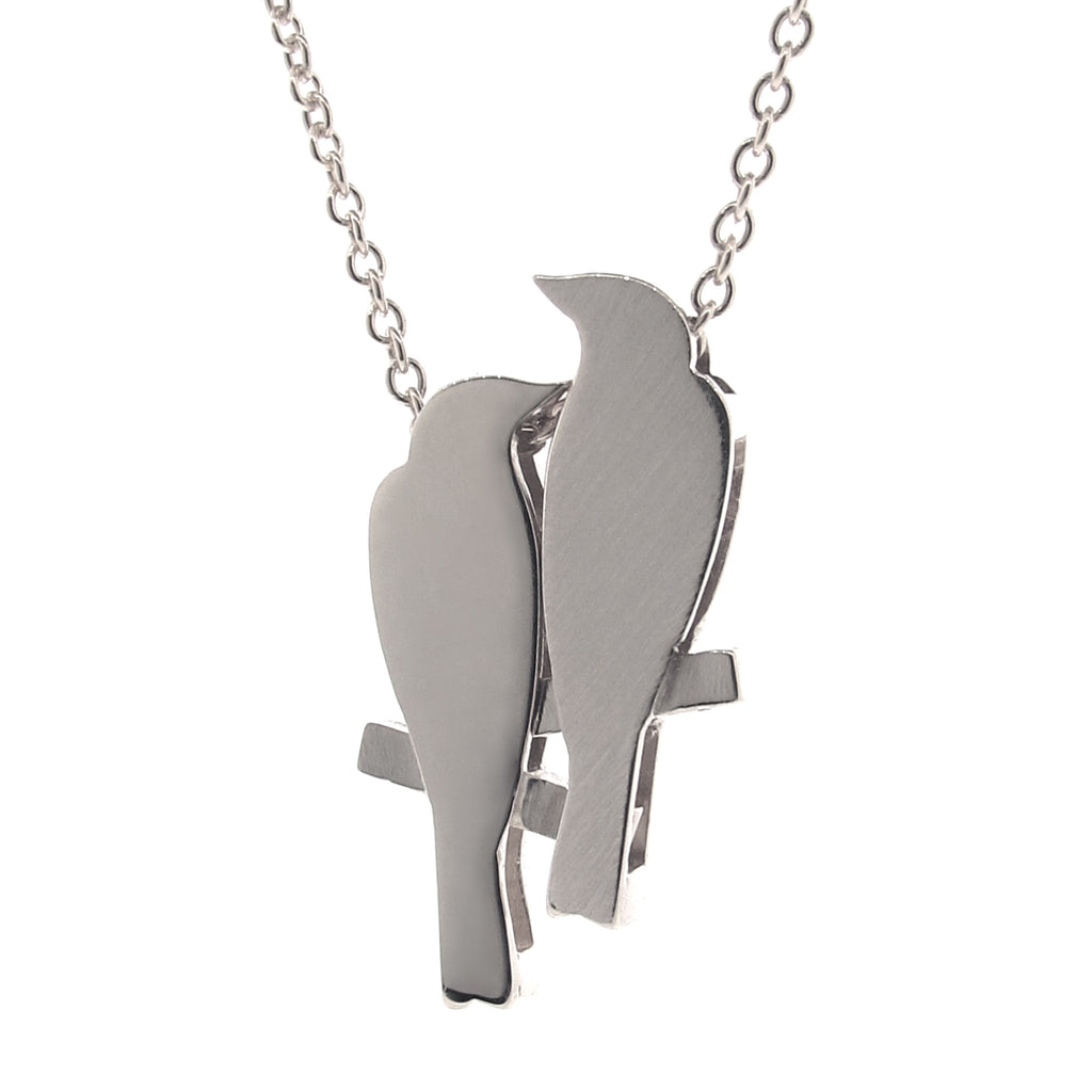 White Gold '2 Finches' Pendant