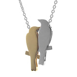 Silver and Yellow Gold '2 Finches' Necklace