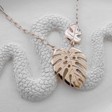 Yellow Gold Large and Mini Monstera Leaf Necklace