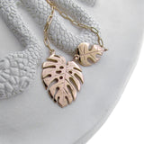 Yellow Gold Large and Mini Monstera Leaf Necklace
