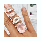 Rose Gold Simplicity Pear Rose Quartz Ring