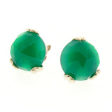 Silver Large 'Era' Green Onyx earstuds
