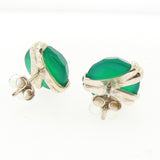 Silver Small 'Era' Green Onyx earstuds