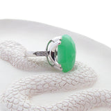9ct White Gold Diamond Chrysoprase Crown Ring