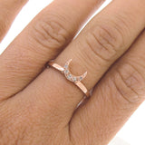Yellow Gold Diamond Crescent Moon ring 2 choices