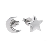 Sterling Silver 'Baby Moon and Star' Stud Earrings