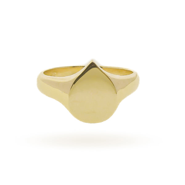 Yellow Gold Pear Signet Ring