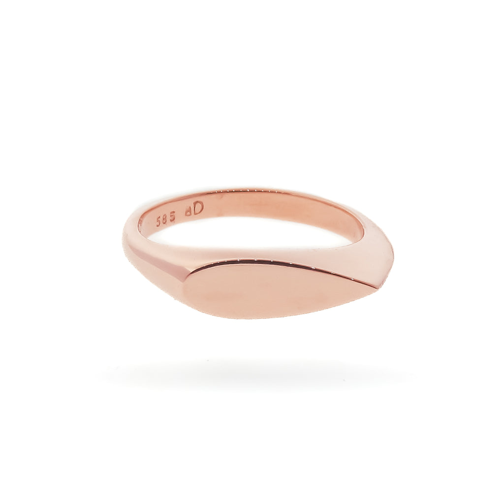 Rose Gold Elongated Pear Signet Ring