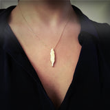 Yellow Gold white Diamond Feather