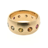 18ct Yellow Gold Rainbow Sapphire Diamond Eternity Band