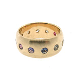 18ct Yellow Gold Rainbow Sapphire Diamond Eternity Band