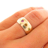 18ct Yellow Gold Rainbow Sapphire Diamond Eternity Band