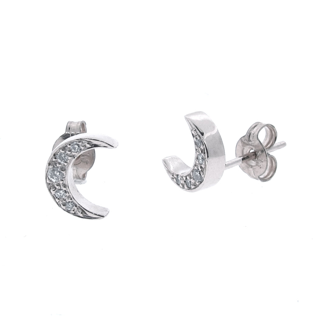 White gold store moon earrings