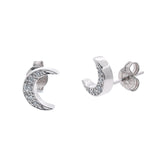 White Gold Diamond 'Moon' Stud Earrings