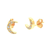 Yellow Gold Diamond 'Moon' Stud Earrings