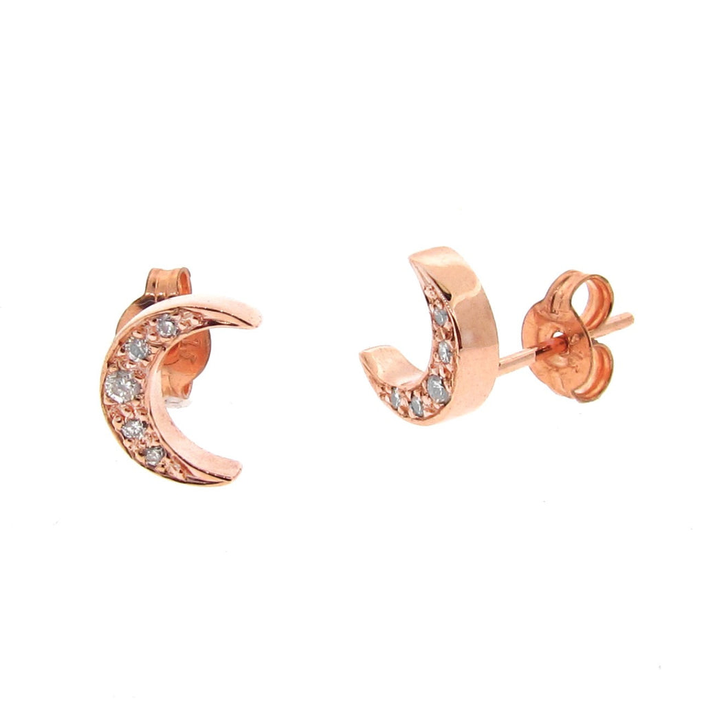 Rose Gold Diamond 'Moon' Stud Earrings