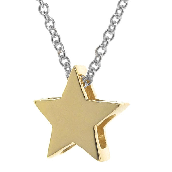 Yellow Gold 'Medium Star' and Silver Necklace