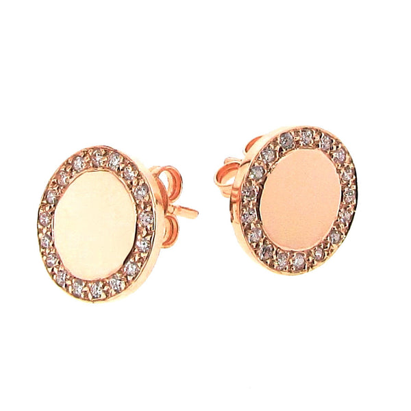 Rose Gold Diamond Large Halo Eclipse Studs