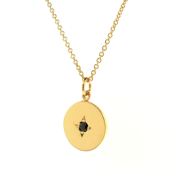 Yellow Gold Black Spinel Medium Eclipse Pendant