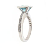 White Gold Diamond & Aquamarine Ring