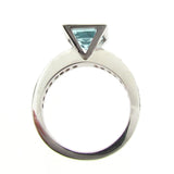 White Gold Diamond & Aquamarine Ring