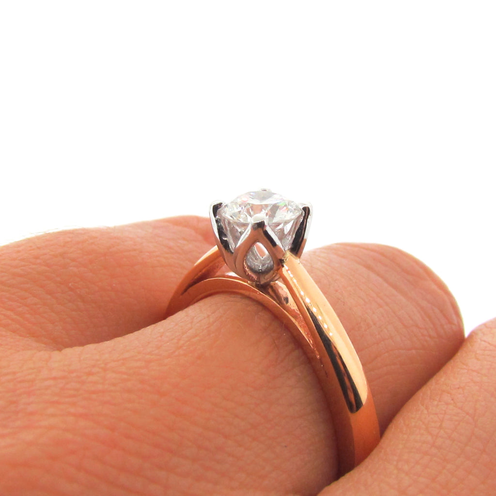 18ct Rose and White Gold Diamond Tulip Engagement Ring