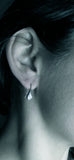 White Gold Black Spinel Flat Droplet earrings