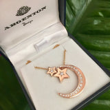 Rose Gold Diamond Large Moon Pendant