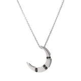 White Gold Black Spinel Medium 'Crescent Moon' Pendant