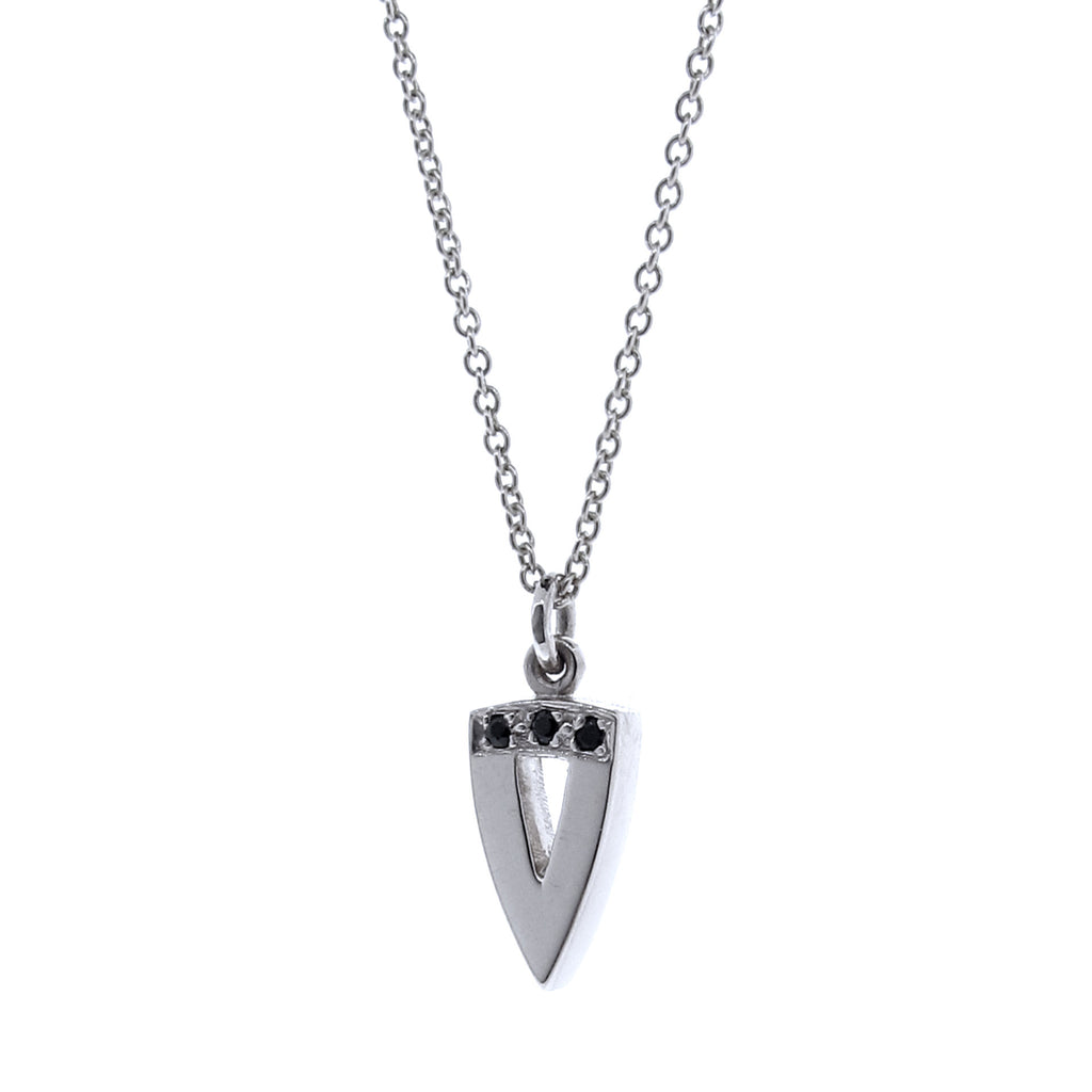 white gold black spinel midi arrow head pendant