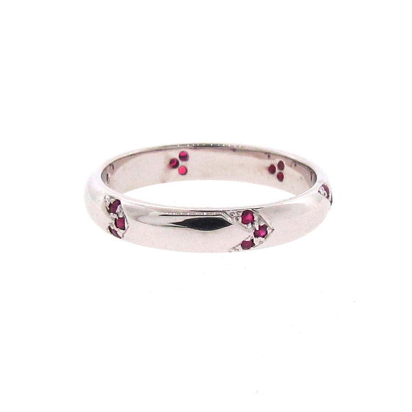 Find Your Direction Narrow Band in White Gold and Ruby