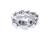 white gold black spinel chasing arrows stackable band