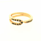 Yellow Gold Black Spinel Travelling stackable band